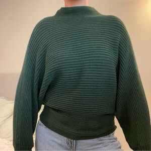 Anthropologie Forest Green Ribbed Turtleneck Sweater